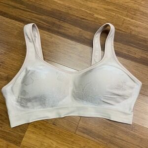 Bali 3488 Comfort Revolution Full Coverage‎ T-Shirt Bra Floral Print XL Beige